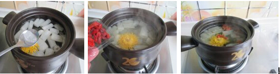 缓解春困茶饮竹荪菊花枸杞饮